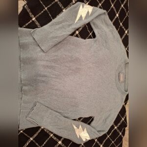 Blue Cashmere Sweater with Silver Accents